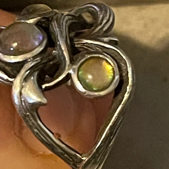 LALIQUE RARE retired 38 hearts sterling silver moonstone ring signed ( STAMPED ) - Picture 5 of 8